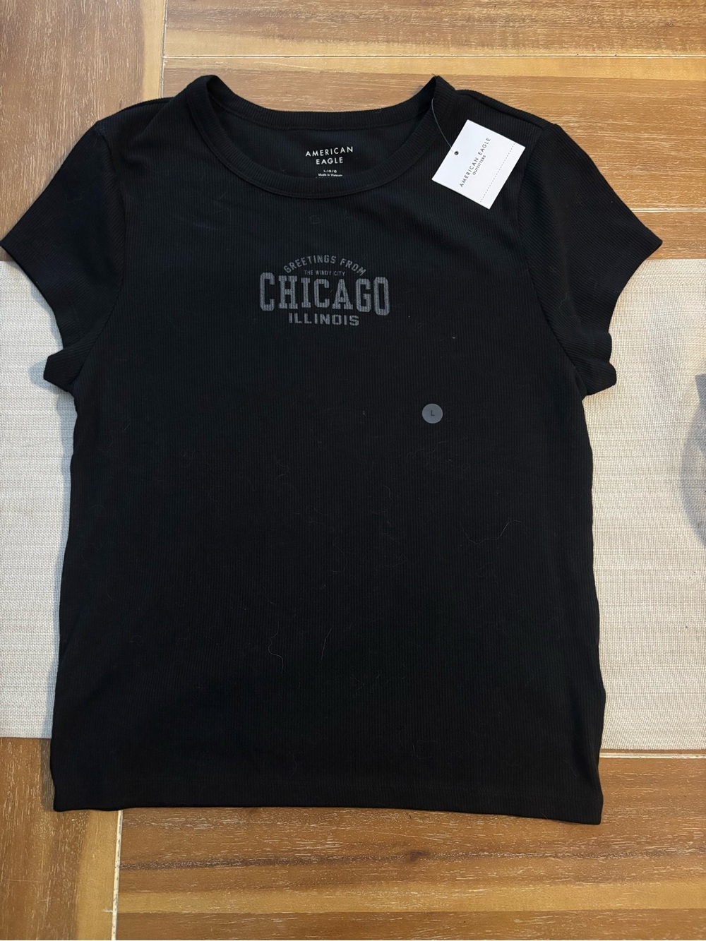 American Eagle Outfitters NWT Black 'Chicago Illinois' Short Sleeve Tee
